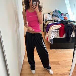 adidas Black Sweatpants with White Stripes